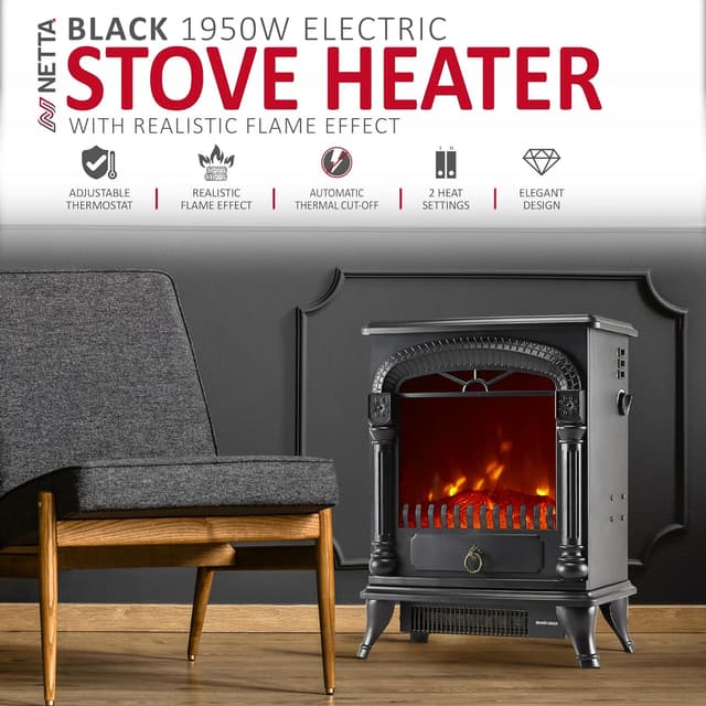 Detalle 2 de NETTA Electric Fireplace Stove Heater 1750W