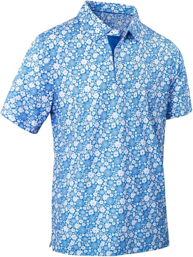 Detalle de Men’s Quick-Dry Golf Shirts (Polyester/Spandex) with UPF 30+ Moisture-Wicking Stretch