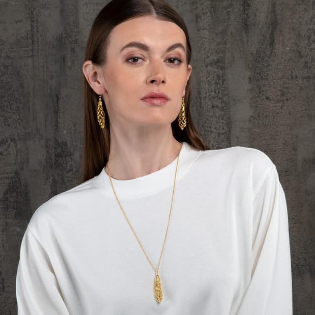 Detalle de Collier long namana pour femme et jeune fille, grand pendentif spirale torsadé