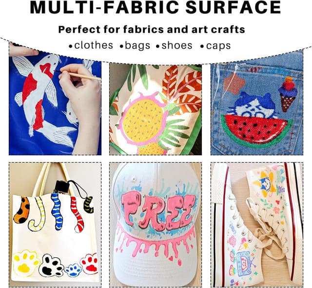 Detalle de Artecho Blau Textilfarbe, waschmaschinenfest (250 ml) mit Pinseln & Vorlagen für T-Shirt, Schuhe, Jeans & mehr