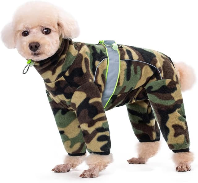 Detalle de BT Bear warm dog fleece winter coat/jumpsuit for small dogs (Size S, camouflage)