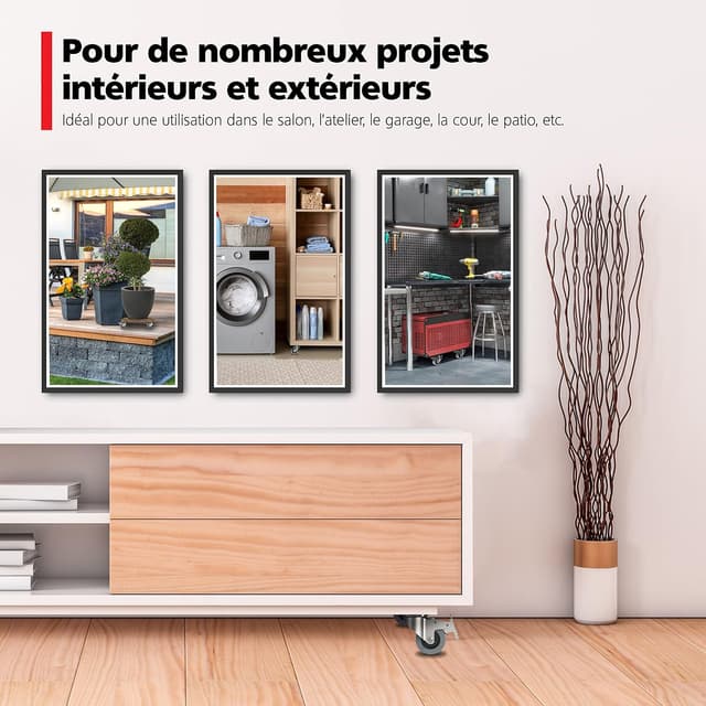 Detalle 2 de RAVN HAMAN : lot de 4 roulettes pour meubles avec frein (jusqu’à 35 kg par roue) et pivot intérieur/extérieur