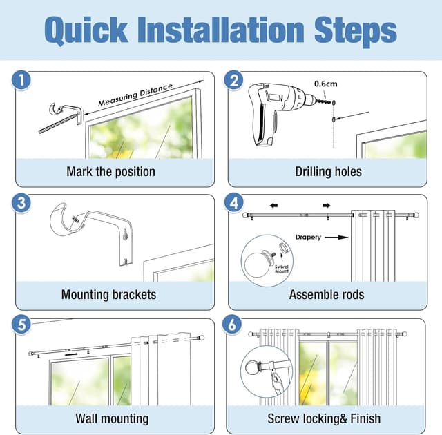 Thumbnail 5 de PeSenp Curtain Pole 87-240cm