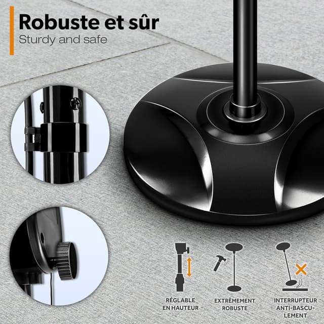 Detalle de TRESKO Radiateur infrarouge sur pied 2000W