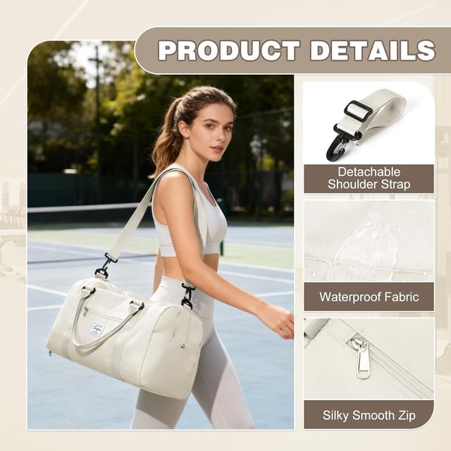 Detalle 2 de WEPLAN Sport Duffel Bag mit Schuhfach & Nassfach – Sporttasche für Damen & Herren, Weekender und Handgepäck