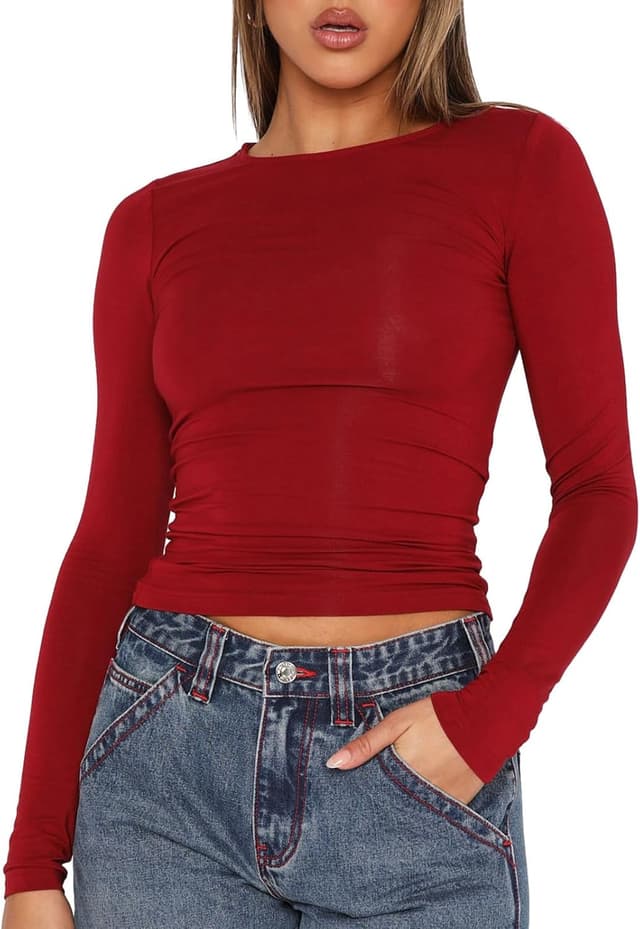 Detalle 1 de Kukeyiee crop top long sleeve slim fit