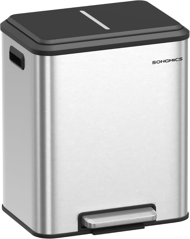Thumbnail 6 de SONGMICS LTB566B02 – Poubelle de cuisine double 2 x 30 L avec pédale, fermeture douce et seaux intérieurs