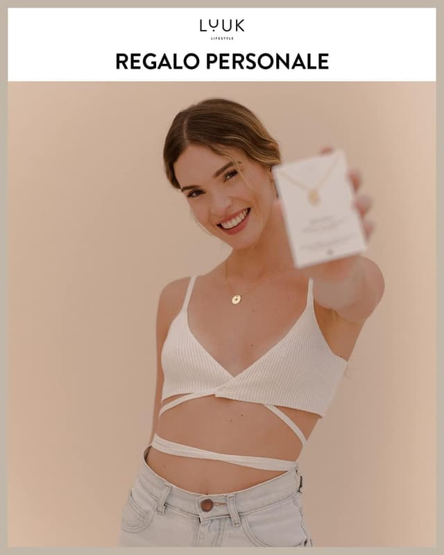 Detalle de LUUK LIFESTYLE collana in argento sterling 925 con ciondolo quadrifoglio e cartolina Happiness (50 cm)