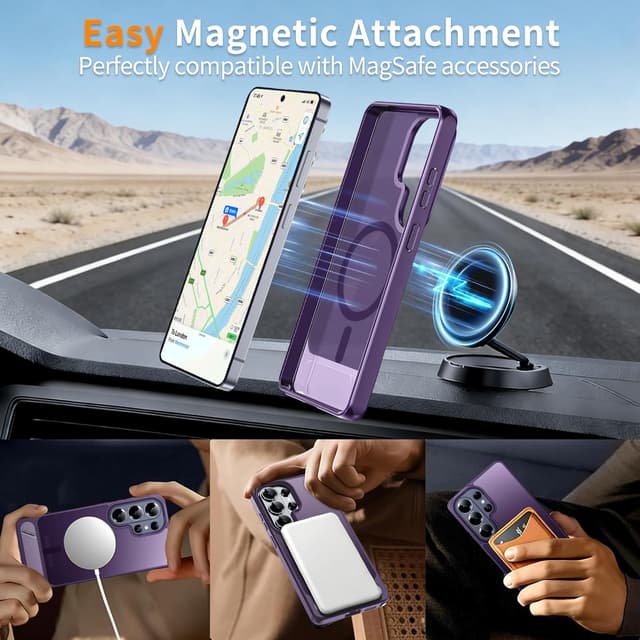 Detalle 2 de H HUALELE Hualele Magnetic for Samsung Galaxy S26 Ultra Case with Built-in Metal Stand (MagSafe Compatible)