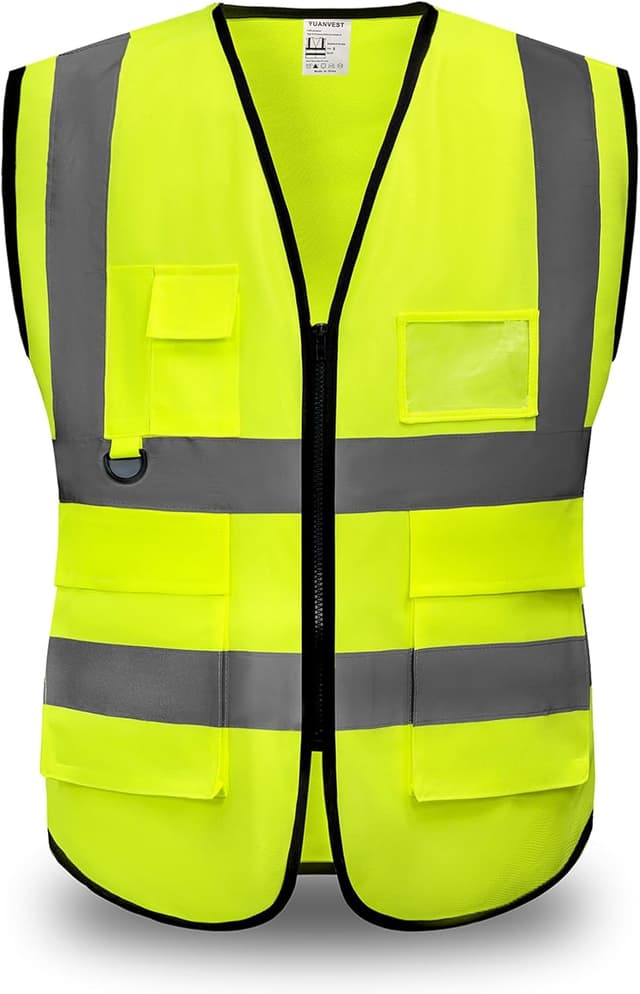Detalle de YUANVEST Hi-Vis Vest for Men & Women with 2-inch Reflective Strips and 5 Pockets