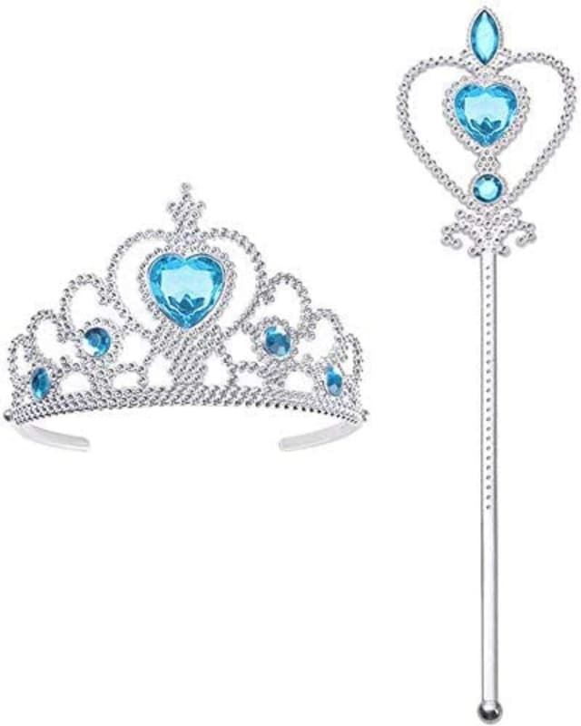 Detalle de Vicloon Prinzessin Elsa Dress-up Geschenk-Set (2-teilig) mit Strass-Krone & Zauberstab