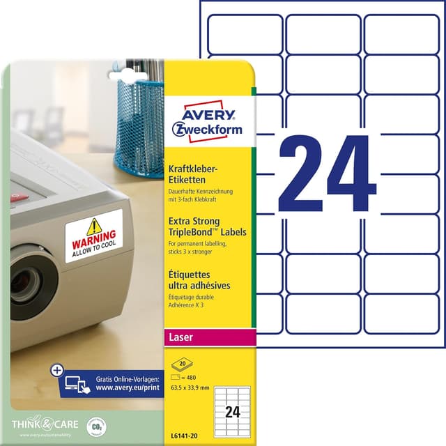 Detalle de AVERY Zweckform L6141-20 480 Aufkleber