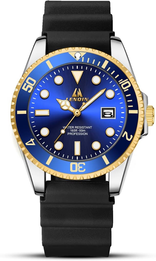 Thumbnail 6 de LN LENQIN Herrenarmbanduhr aus Edelstahl mit Quarzwerk, Datum und leuchtendem Zifferblatt (wasserdicht bis 3 ATM)