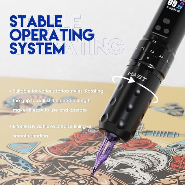 Thumbnail 6 de Mast Fold2 Pro Tattoo Maschine Set – kabelloser Tätowierstift mit Rotations, 7 Hublängen und 2000mAh-Akku