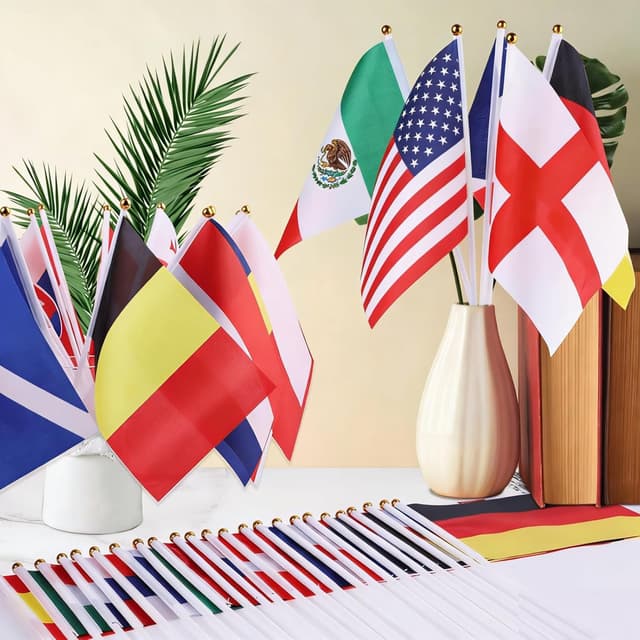 Detalle de AhfuLife World Cup 2026 Stick Flags (48 countries) with 30cm white poles