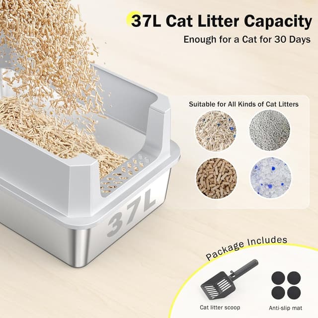 Thumbnail 5 de MIXJOY XL Stainless Steel Cat Litter Tray