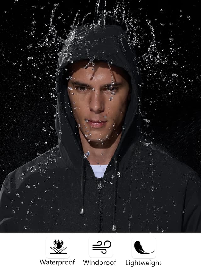 Detalle 2 de UIQUR Men’s Waterproof Rain Jacket Raincoat Windbreaker (Packable with Hood)
