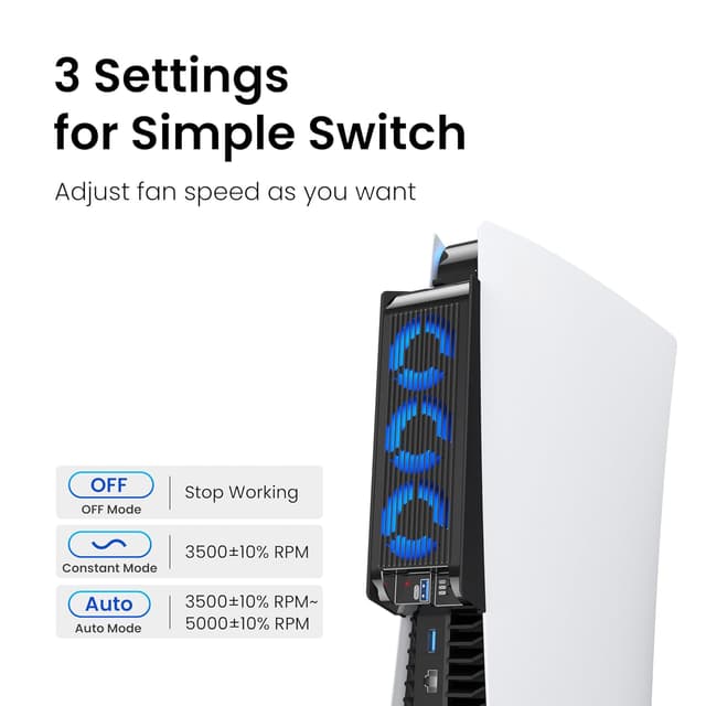 Detalle 2 de KIWIHOME PS5-Lüfter mit USB3.0 3‑Stufen