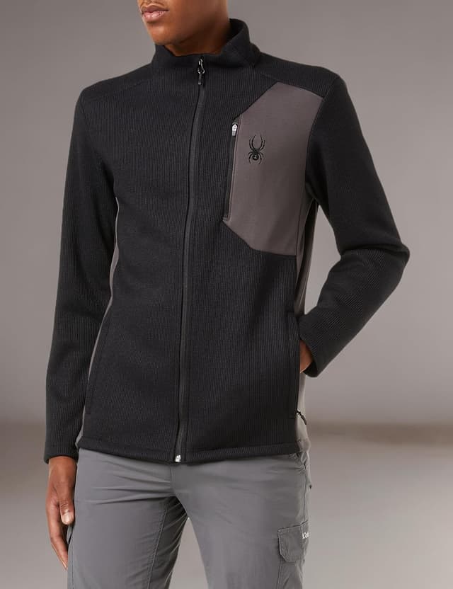 Detalle 2 de Spyder Herren Bandit Jacket Fleecejacke – leichte Strick-Optik mit durchdachten Taschen