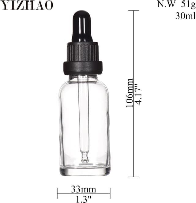 Detalle 2 de YIZHAO Frasco cuentagotas 30ml transparente