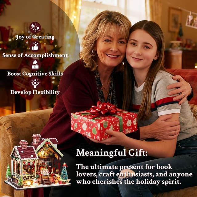 Thumbnail 6 de Lycidae Christmas DIY Book Nook Kit with Music (LED) – miniature dollhouse-style build