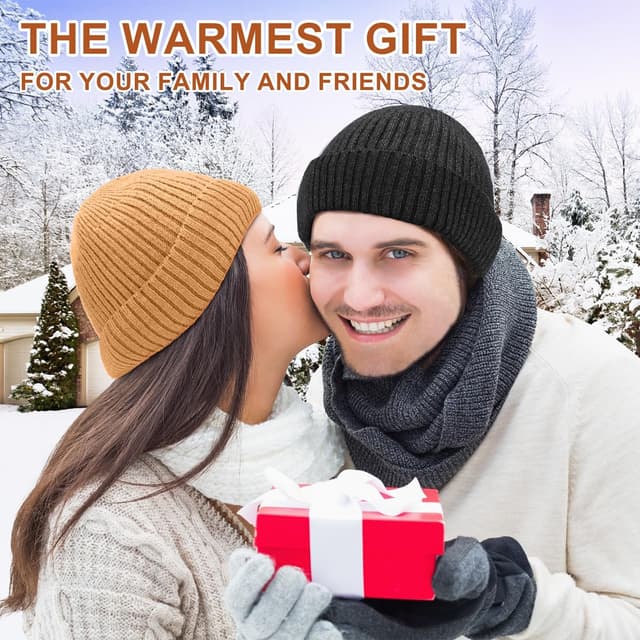 Detalle de Pwperry Warm Double Layer Knit Winter Beanie Hat (Men & Women)