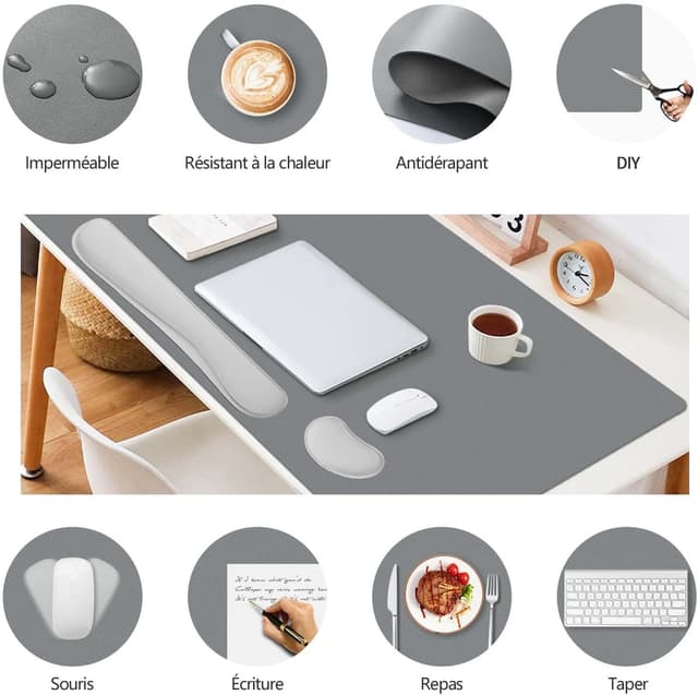 Detalle de Sevenpers Sevenpers Sous Main Bureau Grand 80 x 40 cm en cuir PU imperméable et antidérapant