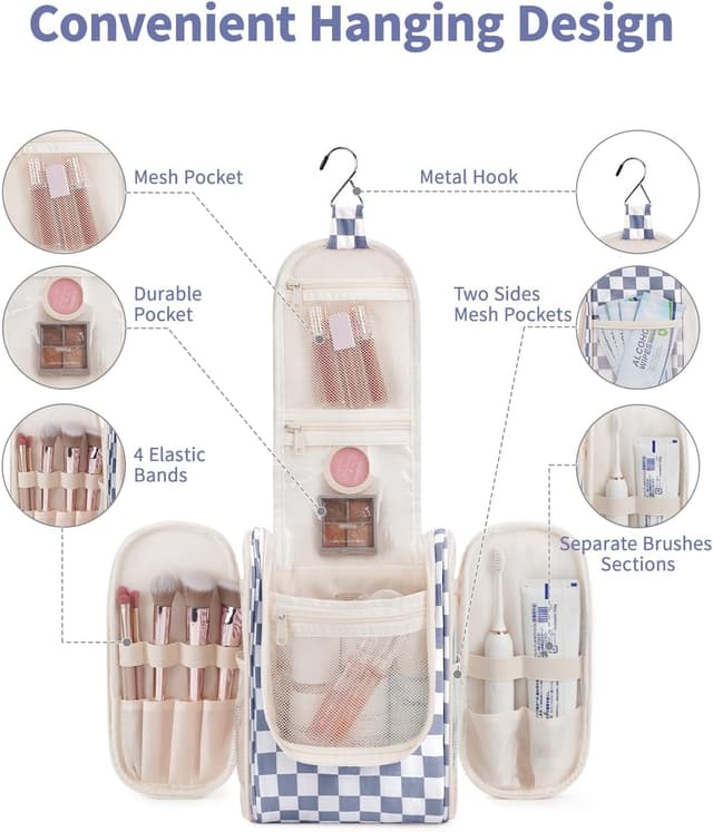 Thumbnail 4 de Narwey Checkered Travel Hanging Toiletry Bag