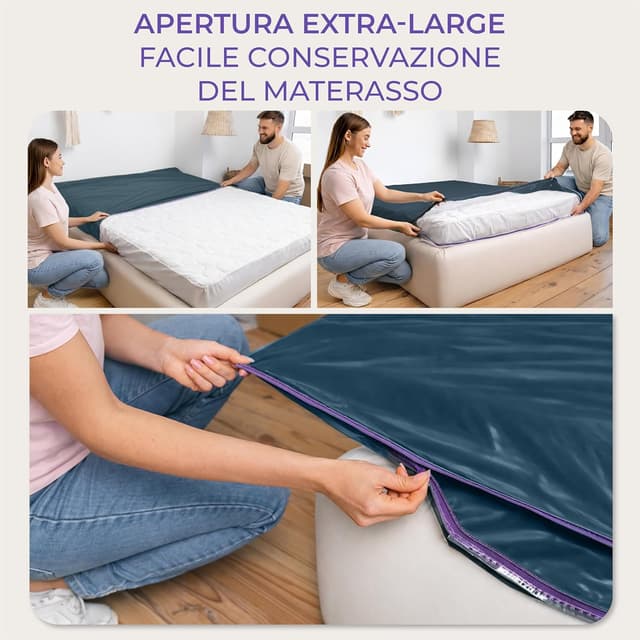 Detalle de Dreamzie Coprimaterasso in plastica opaca 140x200 cm con cerniera (set 2) per trasloco, stoccaggio e trasporto