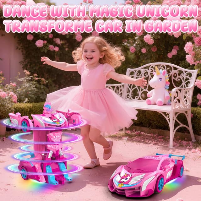Detalle de Unicorn 2.4GHz Remote Control Transform Cars with LED Lights (2-in-1) – one-button deformation & fast 360° rotation RC toy