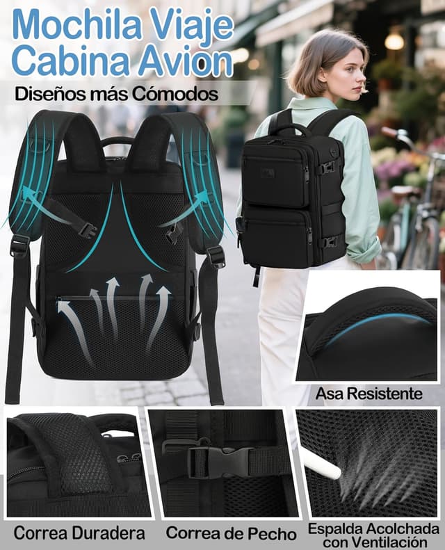 Detalle de LYNXCHER Mochila Viaje Cabina Avión 40x20x25