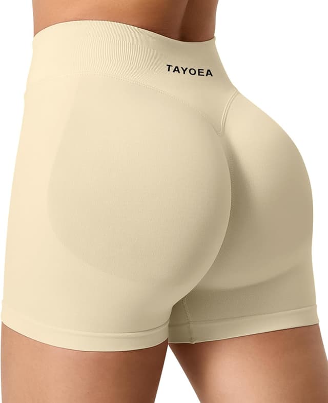 Detalle de TAYOEA Sport Shorts Damen Scrunch – kurze nahtlose Gym-Shorts fürs Butt Lifting