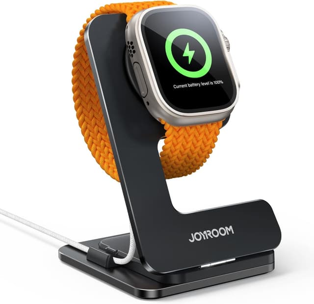 Detalle de JOYROOM Stazione di ricarica pieghevole per Apple Watch S11/S10/S9/S8/S7/S6/S5/SE (3/2/1) e Ultra 3/Ultra 2/Ultra 1 – Supporto nero