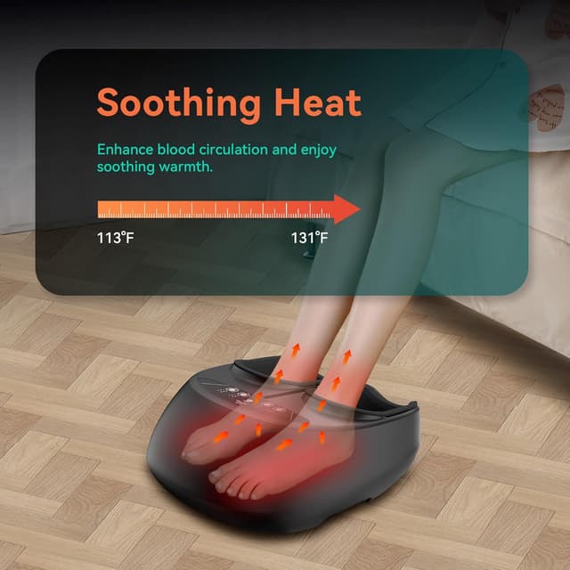 Detalle de Snailax Shiatsu Foot Massager with Heat, Kneading & Vibration (Size 12) with Remote Control