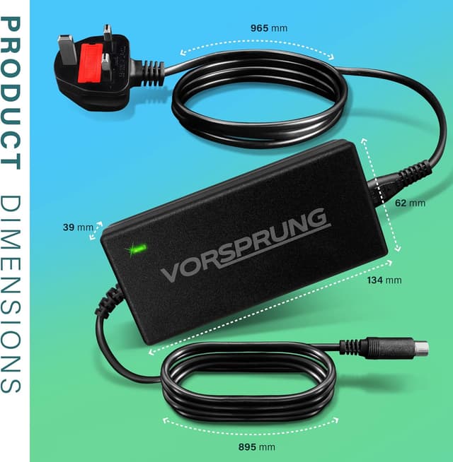 Detalle de VORSPRUNG® 42V 2A Electric Scooter Charger (UK plug, LED status) for 1-pin Xiaomi M365/Pro/1S & Ninebot ES series