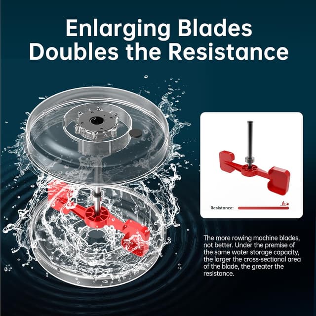 Detalle de PASYOU PW60 Rudergerät für Zuhause aus Eiche – faltbar mit Bluetooth-Display, 14‑Liter-Wassertank & Kinomap-Test