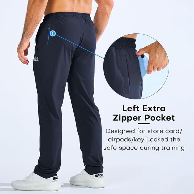 Detalle de Brokig Men’s Gym Tracksuit Bottoms (Cooling Joggers) – Drylite stretch running and golf trousers