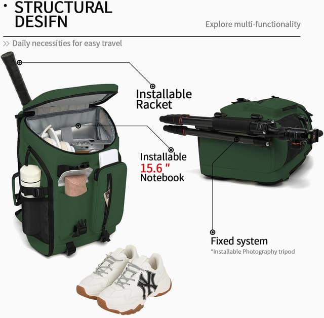 Detalle de Kalesi Gym Duffle Bag Backpack 4-Way wasserdicht mit Schuhfach – Reise-, Sport- & Laptop-Tasche