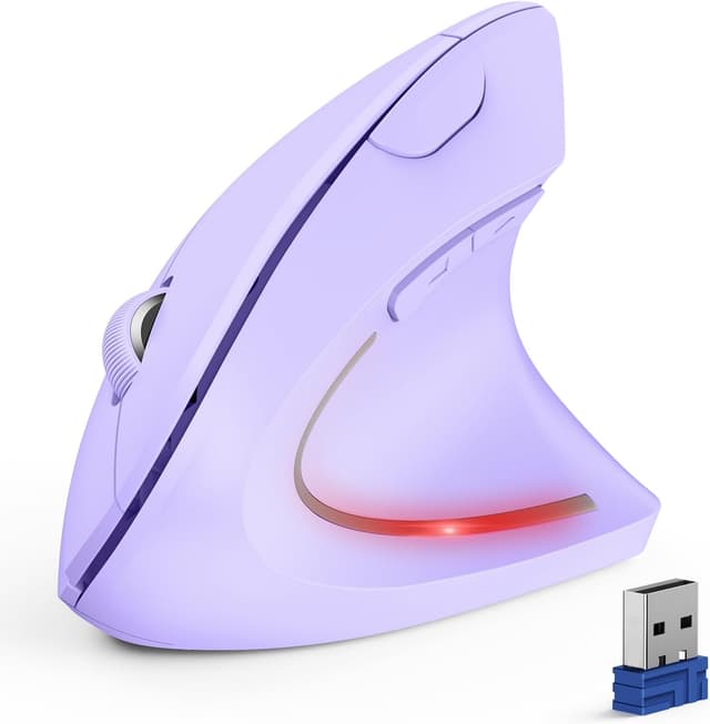 Detalle de TECKNET ergonomische vertikale Maus (kabellos, Bluetooth 5.0 + 3.0 + 2,4G, 4800 DPI, 6 Tasten)