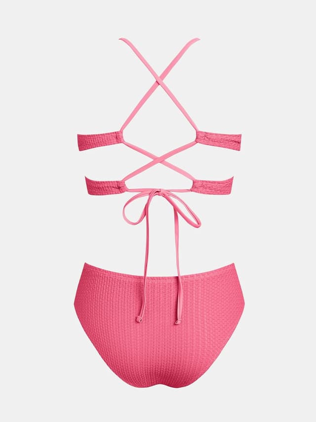 Detalle 2 de CUPSHE bikini da donna a due pezzi vita media con scollo a V incrociato sulla schiena