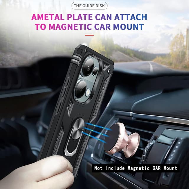 Detalle de LeYi Handyhülle für Xiaomi Redmi Note 13 Pro 4G mit Ringhalter, 2 Schutzgläsern & 2 Kamera-Folien (schwarz)