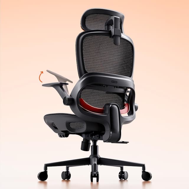 Detalle de SIHOO B100 : chaise de bureau ergonomique à maille respirante, support lombaire dynamique et inclinaison 90–135°