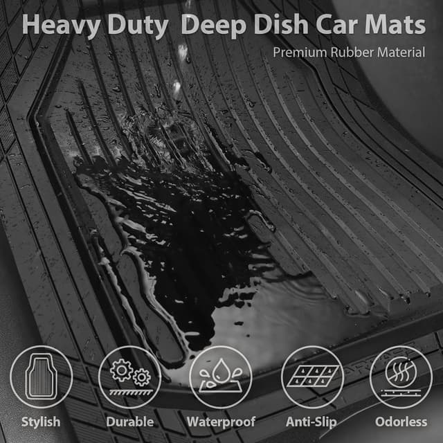 Thumbnail 4 de CAR PASS Heavy Duty Rubber Floor Mats 3pcs