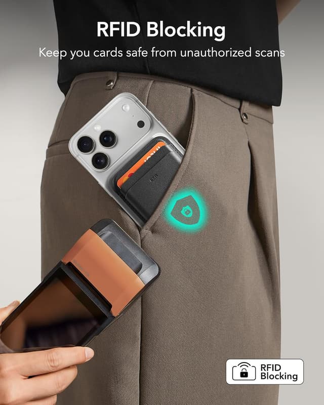 Detalle 2 de ESR for MagSafe Wallet 5-Card Holder with RFID Blocking (MagSafe sticker included) – Slim Magnetic Wallet for iPhone 17e/17/16/15/14/13/12, Black