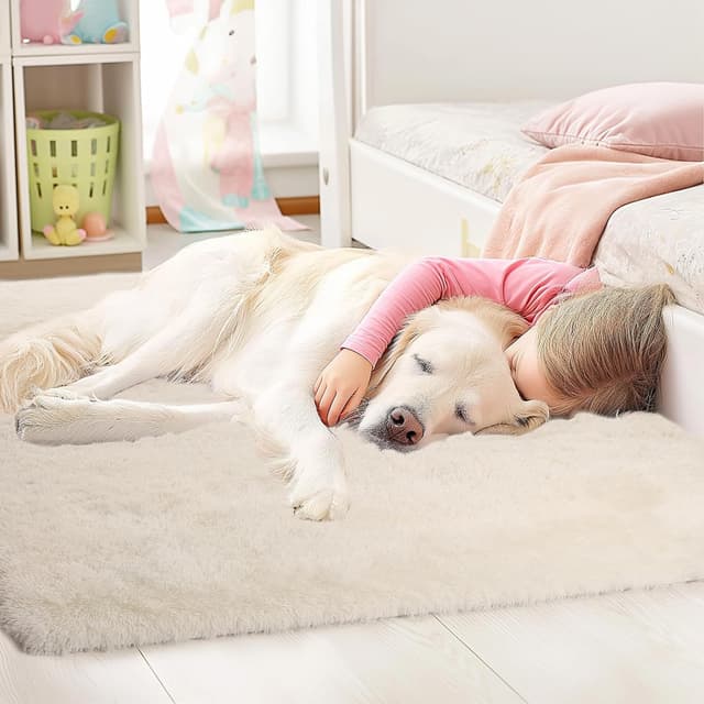 Thumbnail 6 de Large shaggy rug 200x300cm cream