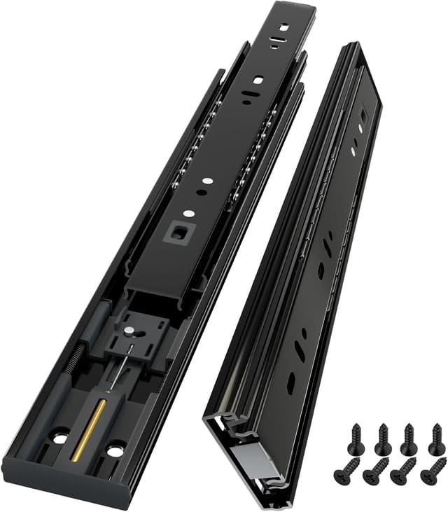 Imagen de AOLISHENG soft close drawer runners, 600mm heavy duty side-mount slides (45kg, full extension) – black, 1 pair en OfertitasTOP