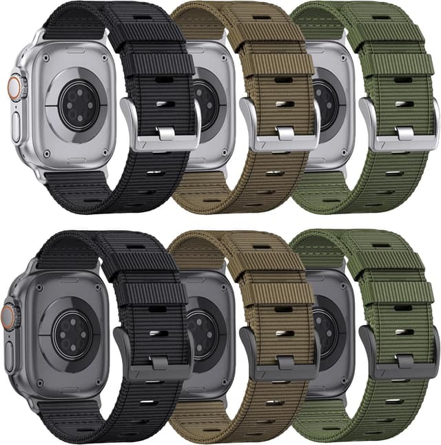 Detalle de PremiFit Nylon Watch Band for Apple Watch Ultra 3/2/1 (49mm–42mm) — Breathable, Quick-Adjust Strap