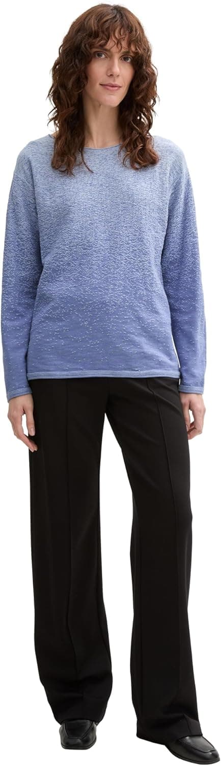 Detalle de TOM TAILOR Pullover donna in cotone biologico con sfumatura spray