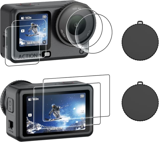 Imagen de AMAZEAR Displayschutz für DJI Osmo Action 6 – 2er-Set Glasfolie & Objektivkappen en OfertitasTOP