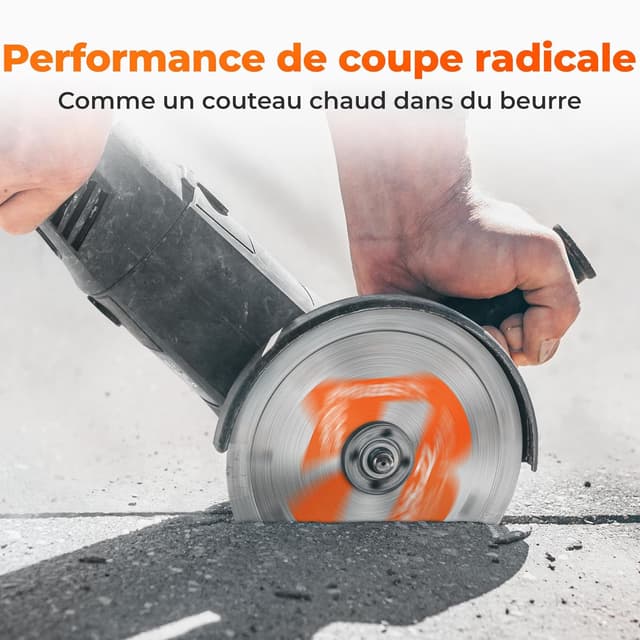 Detalle de BAUBECK – Lot de 2 disques diamant 115 mm pour pierre et béton, compatibles avec meuleuses d’angle